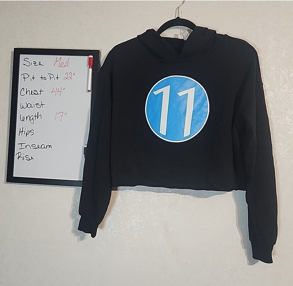 Belle + Canvas Fleece Collection Cropped Hoodie sz Medium Black # 11 Black